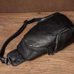 Leather Mens Cool Sling Bag Crossbody Bag Chest Bag for men