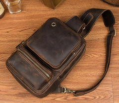 Leather Mens Cool Sling Bag Crossbody Bag Chest Bag for men