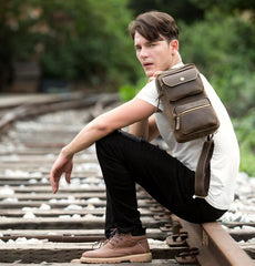 Leather Mens Cool Sling Bag Crossbody Bag Chest Bag for men - imessengerbags