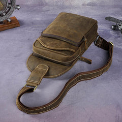 Leather Mens Cool Sling Bag Crossbody Bag Chest Bag for men