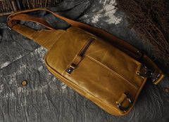 Leather Mens Cool Sling Bag Crossbody Bag Chest Bag for men