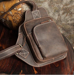 Leather Mens Cool Sling Bag Crossbody Bag Chest Bag for men