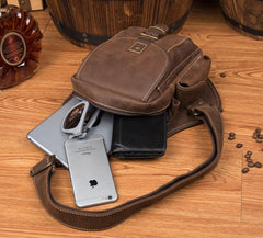 Leather Mens Cool Sling Bag Crossbody Bag Chest Bag for men