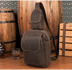 Leather Mens Cool Sling Bag Crossbody Bag Chest Bag for men