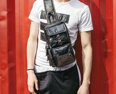 Leather Mens Cool Sling Bag Crossbody Bag Chest Bag for men