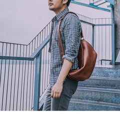 Leather Mens Cool Sling Bag Crossbody Bag Chest Bag for men