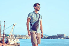 Leather Mens Cool Sling Bag Crossbody Bag Chest Bag for men - imessengerbags
