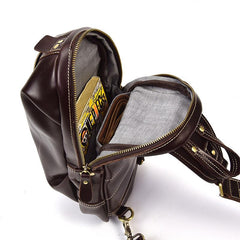 Leather Mens Cool Sling Bag Crossbody Bag Chest Bag for men