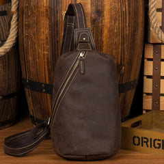 Leather Mens Cool Sling Bag Crossbody Bag Chest Bag for men - imessengerbags