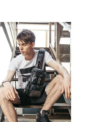 Leather Mens Cool Sling Bag Crossbody Bag Chest Bag for men