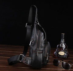Leather Mens Cool Sling Bag Crossbody Bag Chest Bag for men