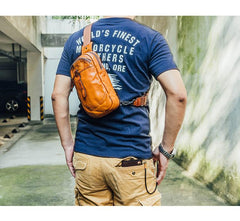 Leather Mens Cool Sling Bag Crossbody Bag Chest Bag for men - imessengerbags