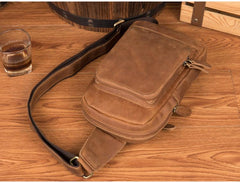 Leather Mens Cool Sling Bag Crossbody Bag Chest Bag for men