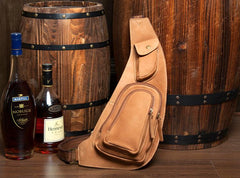 Leather Mens Cool Sling Bag Crossbody Bag Chest Bag for men - imessengerbags