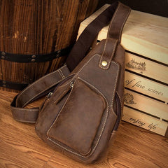 Leather Mens Cool Sling Bag Crossbody Bag Chest Bag for men