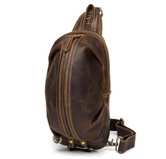 Leather Mens Cool Sling Bag Crossbody Bag Chest Bag for men