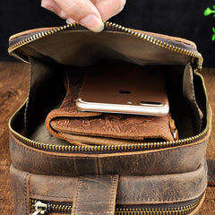 Leather Mens Cool Sling Bag Crossbody Bag Chest Bag for men