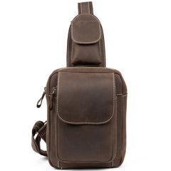 Leather Mens Cool Sling Bag Crossbody Bag Chest Bag for men