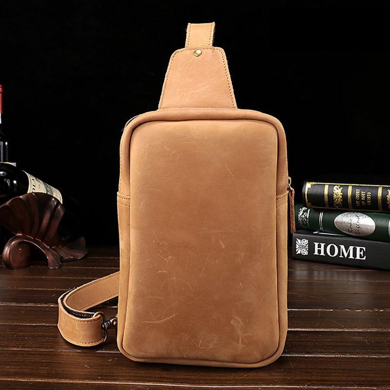 Leather Mens Cool Sling Bag Crossbody Bag Chest Bag for men - imessengerbags