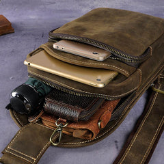 Leather Mens Cool Sling Bag Crossbody Bag Chest Bag for men