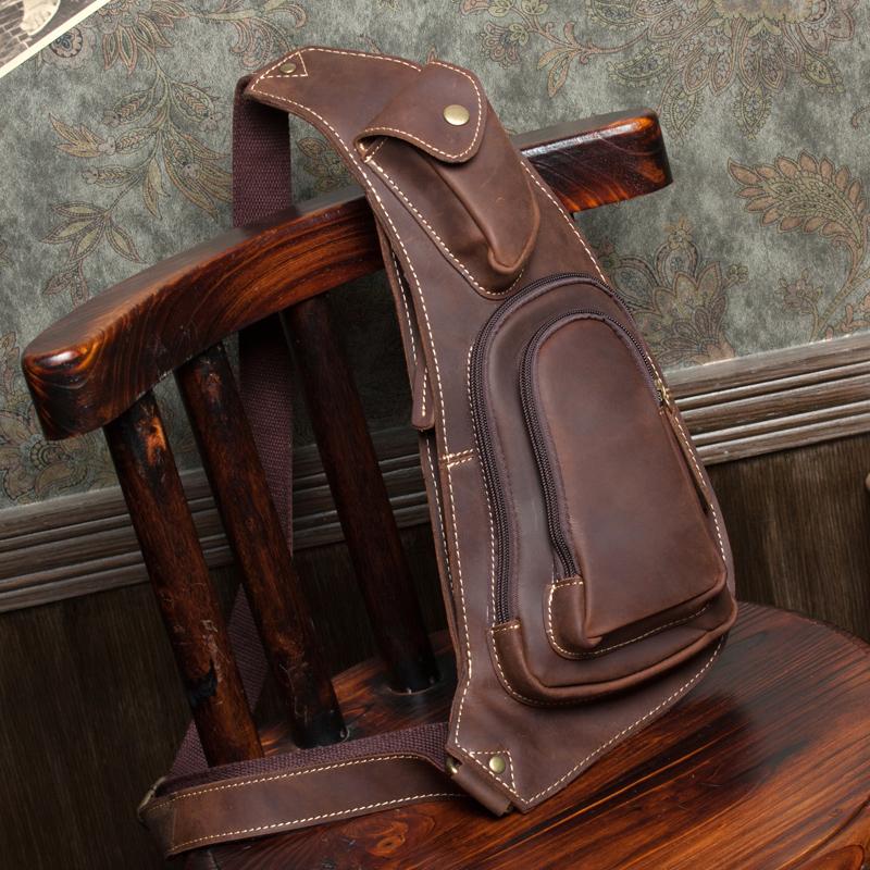 Leather Mens Cool Sling Bag Crossbody Bag Chest Bag for men - imessengerbags