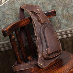 Leather Mens Cool Sling Bag Crossbody Bag Chest Bag for men - imessengerbags