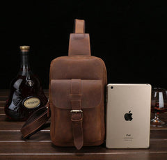 Leather Mens Cool Sling Bag Crossbody Bag Chest Bag for men - imessengerbags