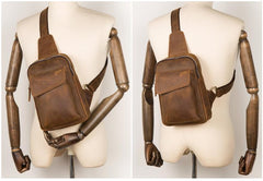 Leather Mens Cool Sling Bag Crossbody Bag Chest Bag for men - imessengerbags