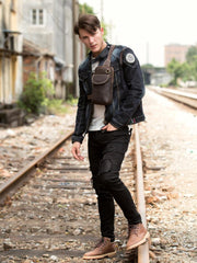 Leather Mens Cool Sling Bag Crossbody Bag Chest Bag for men