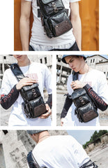 Leather Mens Cool Sling Bag Crossbody Bag Chest Bag for men
