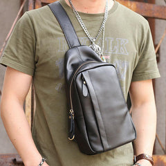 Leather Mens Cool Sling Bag Crossbody Bag Chest Bag for men