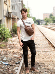 Leather Mens Cool Sling Bag Crossbody Bag Chest Bag for men - imessengerbags