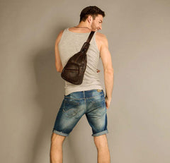 Leather Mens Cool Sling Bag Crossbody Bag Chest Bag for men