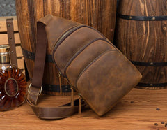 Leather Mens Cool Sling Bag Crossbody Bag Chest Bag for men