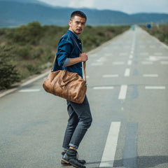 Leather Mens Cool Small Weekender Bag Travel Bag for Men