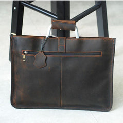 Leather Mens Dark Brown Briefcase 13'' Laptop Bag Red Brown Side Bag Handbag For Men - imessengerbags