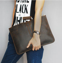 Leather Mens Dark Brown Briefcase 13'' Laptop Bag Red Brown Side Bag Handbag For Men - imessengerbags