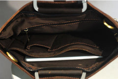 Leather Mens Dark Brown Briefcase 13'' Laptop Bag Red Brown Side Bag Handbag For Men - imessengerbags