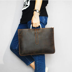 Leather Mens Dark Brown Briefcase 13'' Laptop Bag Red Brown Side Bag Handbag For Men - imessengerbags