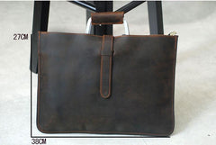 Leather Mens Dark Brown Briefcase 13'' Laptop Bag Red Brown Side Bag Handbag For Men - imessengerbags