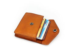 Leather Mens Envelope Front Pocket Wallet Card Wallet Cool Small Change Wallet for Men