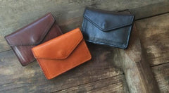 Leather Mens Envelope Front Pocket Wallet Card Wallet Cool Small Change Wallet for Men