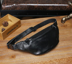 Black Leather FANNY PACK for Men black leather crossbody fanny pack Black leather belt bag