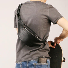 Black Leather FANNY PACK for Men Black leather belt bag black leather crossbody fanny pack 