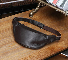 Black Leather FANNY PACK for Men belt bag for travel​ black leather crossbody fanny pack Black leather belt bag