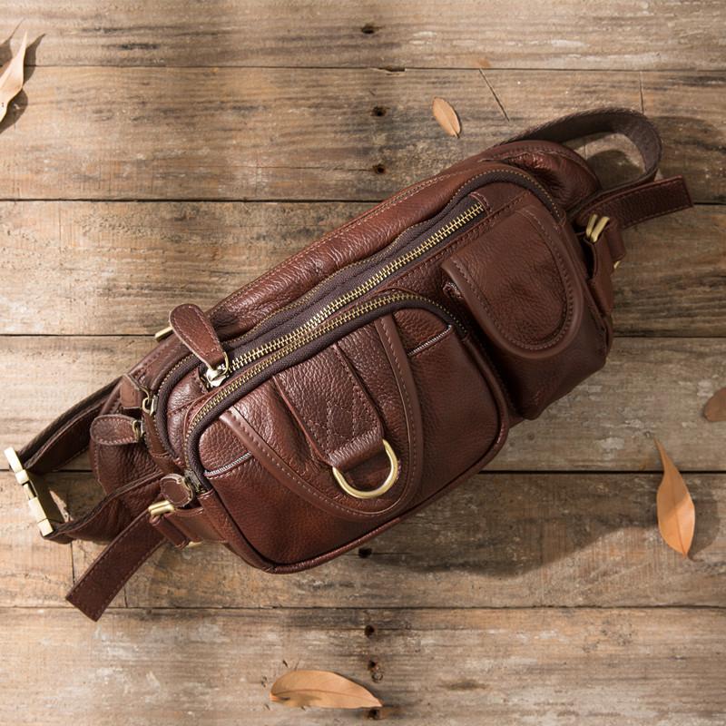 Leather Mens FANNY PACK MENS WAIST BAG HIP PACK BELT BAG FOR MEN - imessengerbags