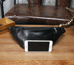 Black leather belt bag