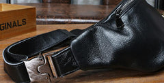 Black Leather FANNY PACK for Men black leather crossbody fanny pack Black leather belt bag
