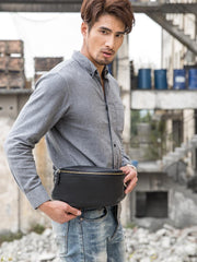 Leather Mens FANNY PACK MENS WAIST BAG HIP PACK BELT BAG FOR MEN - imessengerbags