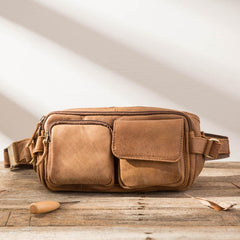 Leather Mens FANNY PACK MENS WAIST BAG HIP PACK BELT BAG FOR MEN - imessengerbags